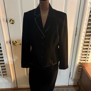 Le Suit Black Skirt Set with Satin Trim